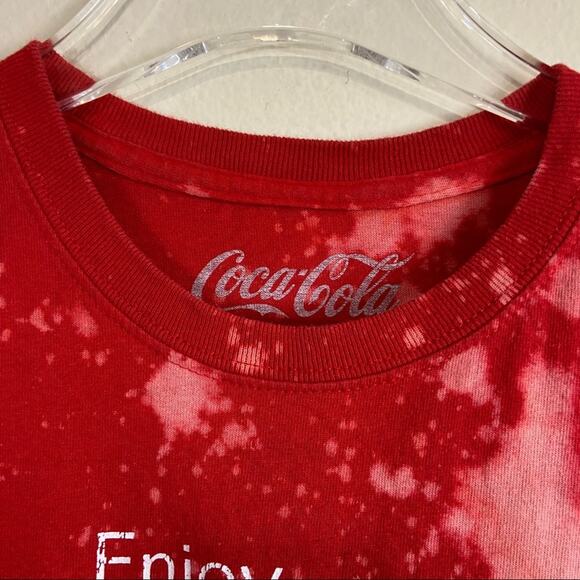 Custom Bleached Coca-Cola Cropped Tee Sz M - Picture 4 of 5